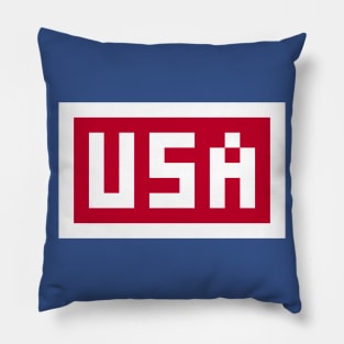 Pixel USA on Red with a White Border Pillow