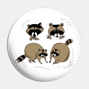 Four raccoons Pin