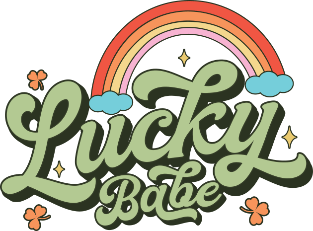 Retro Lucky Babe Rainbow St Patricks Day Kids T-Shirt by Fitastic