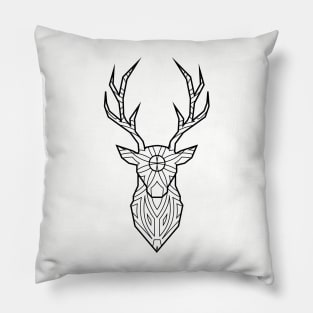 Geometric Deer Head - Black Lines Pillow