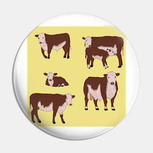 Hereford Cattle Pattern Yellow Pin