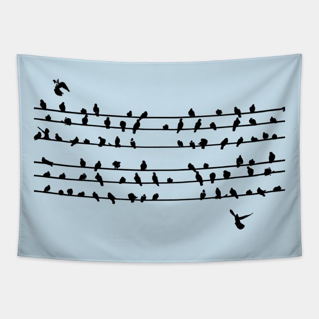 Birds on a wire Tapestry by Orloff-Tees