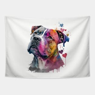 Valentines Pitbull art - Unleashing love, one wag at a time Tapestry