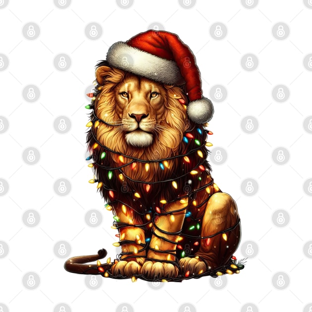 Lion Wrapped In Christmas Lights by Chromatic Fusion Studio