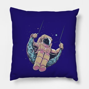 Astronaut in moon swing Pillow