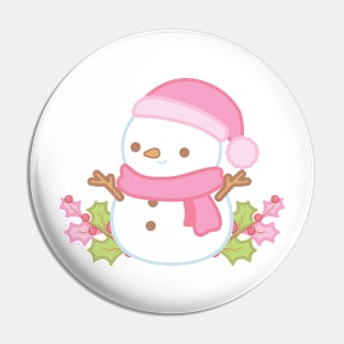 Christmas Pink Snowman Pin