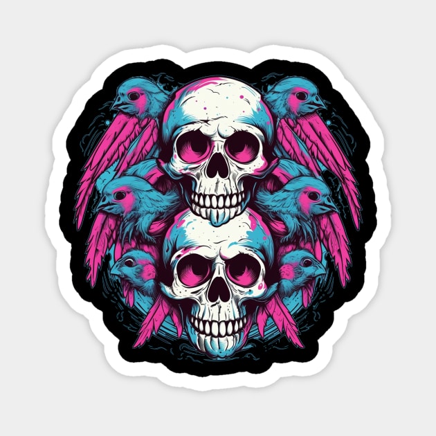 Skull with Birds, and Wings Magnet by TOKEBI