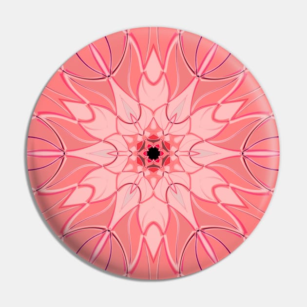 Cartoon Mandala Flower Pink Pin by WormholeOrbital