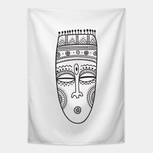 Tribal mask Black Tapestry