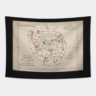 Old Map - Vintage - Department of Creuse Tapestry