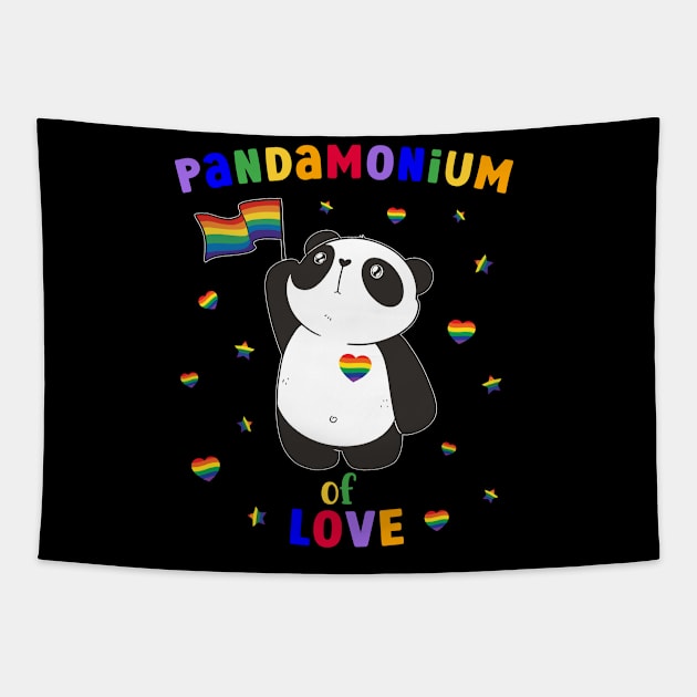 Pandamonium of Love  Pride Flag LGBT Tapestry by AimArtStudio