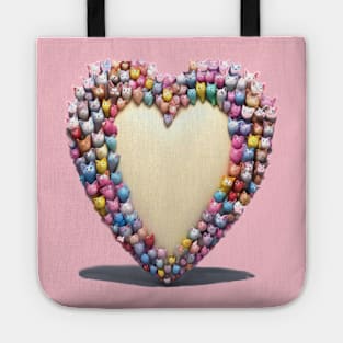 Colorful cats and kittens posing in a Valentine’s Day frame Tote