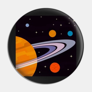 Rings of Saturn Illustration Pin