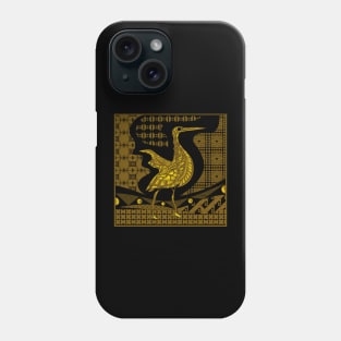 egret bird in talavera nest in mexican pattern art ecopop in gold Phone Case