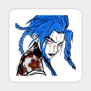 punk blue haired style warrior girl ecopop Magnet