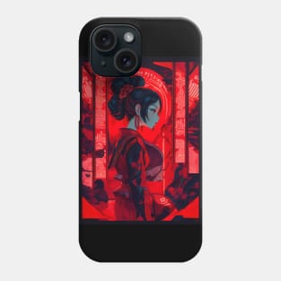 Red neon Japanese girl Phone Case