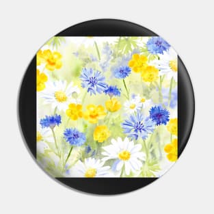 Watercolour English Wildflower Meadow Pin