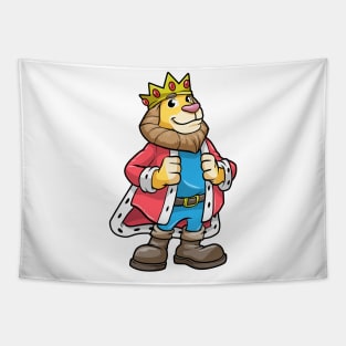 Lion as King with Crown Tapestry