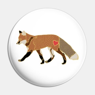 Fox Heart Red Pin