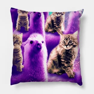 Outer Space Galaxy Kitty Cat Riding On Llama Pillow