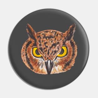 Beautiful watercolor owl with big yellow eyes Pin