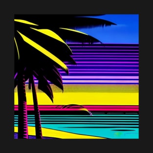 RetroWave 80s Sunset Beach 62 T-Shirt