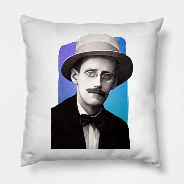 Irish Writer James Joyce illustration Pillow by Litstoy 