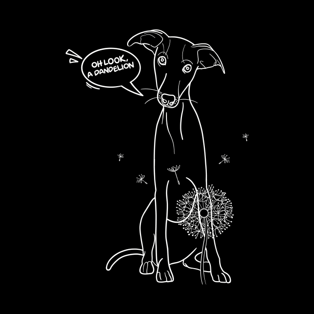 Funny greyhound design; Greyhound with a dandelion flower by This Iggy Life