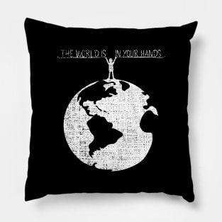 'The World Is In Your Hands' Food and Water Relief Shirt Pillow