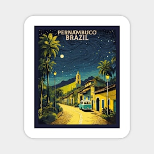 Pernambuco Brazil Starry Night Vintage Tourism Travel Poster Magnet