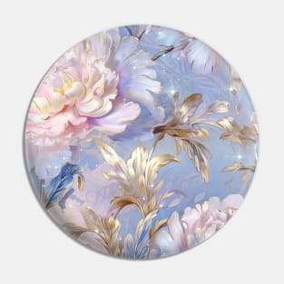 White and Blue Floral Pattern for Mother Pin