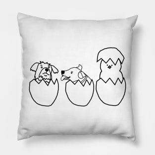 Easter Eggs with Puppy Dogs and Chicken Minimal Pillow