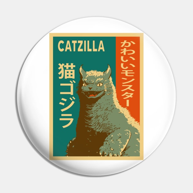 Catzilla. Cute monster Pin by DragonDream