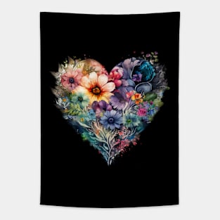 Boho Floral Heart Tapestry