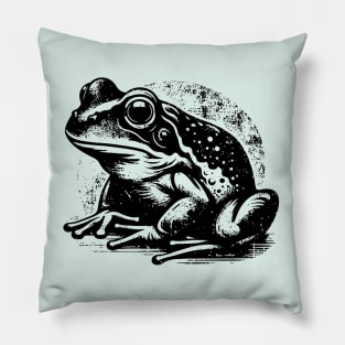 Grunge Retro Frog - Stamp Style - Frog Lover Pillow