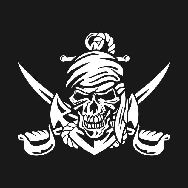 Pirate Skull with Anchor, Rope and Crossed Swords by hobrath