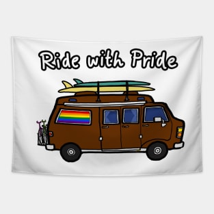 Gay Pride Ride Camper Car Road Trip Tapestry