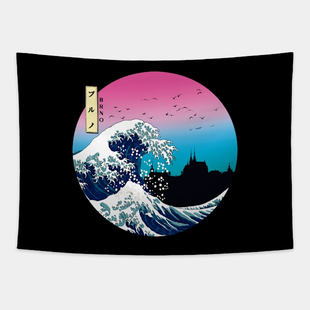 Brno Kanagawa Wave 90s Tapestry by Ferrazi