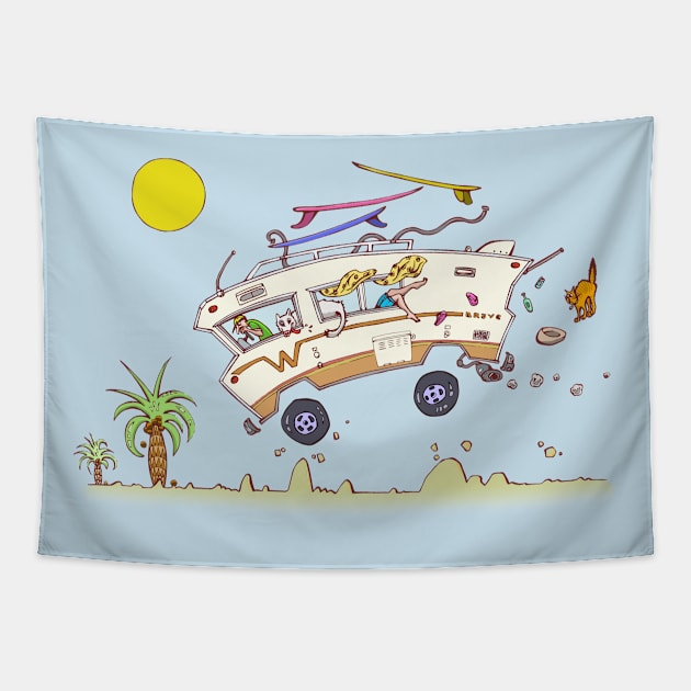 Surf Trip Tapestry by Solid Fish Designs