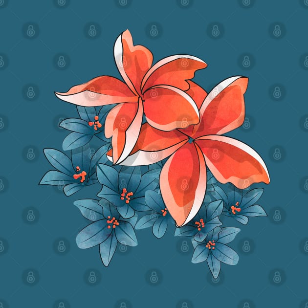 Complementary flowers // orange and blue by SelmaCardoso