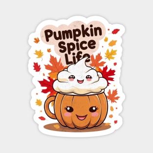 Pumpkin Spice Life Kawaii Autumn Design Magnet