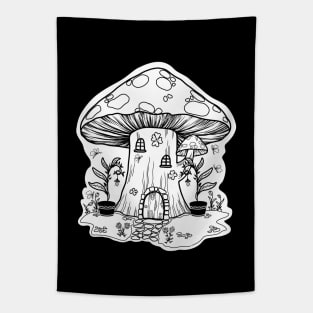 Fairy Mushroom House Tapestry