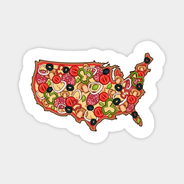 Pizza United States Map Magnet by Printadorable