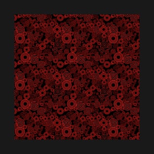 Red and Black Spiral Pattern T-Shirt