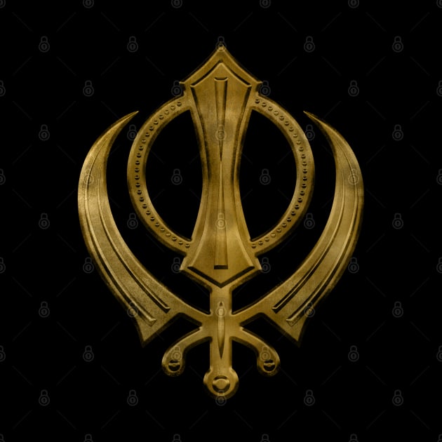 Vintage metal gold Khanda symbol by Nartissima