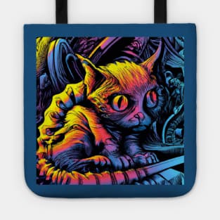 Alien Kitty Cat Lurks in the Shadows Tote