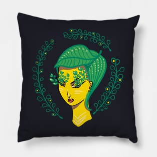 Hello Spring Green Witch Mother Nature Pillow