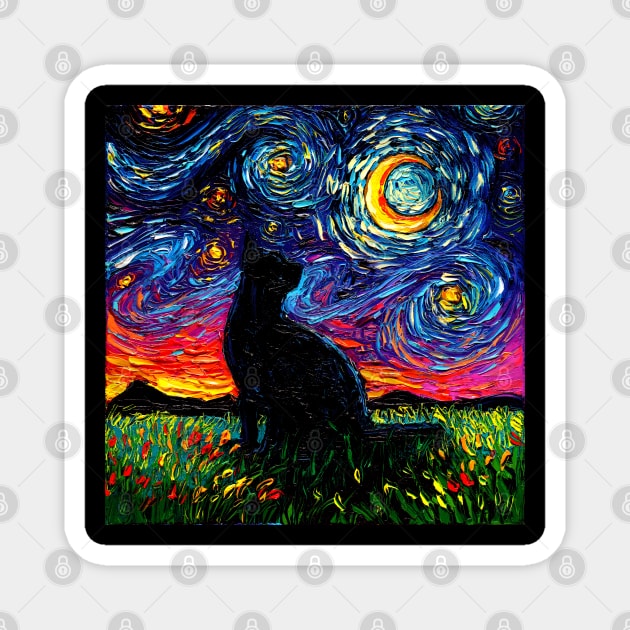 Black Cat Night Magnet by sagittariusgallery