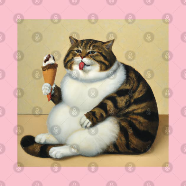 Chonky cat eating ice cream by Jellyworld