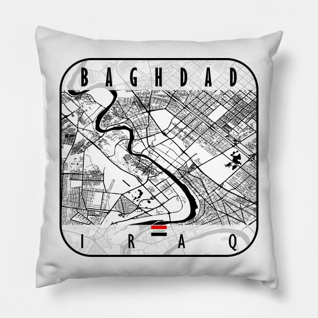 Baghdad Map Iraq Pillow by ArtisticParadigms